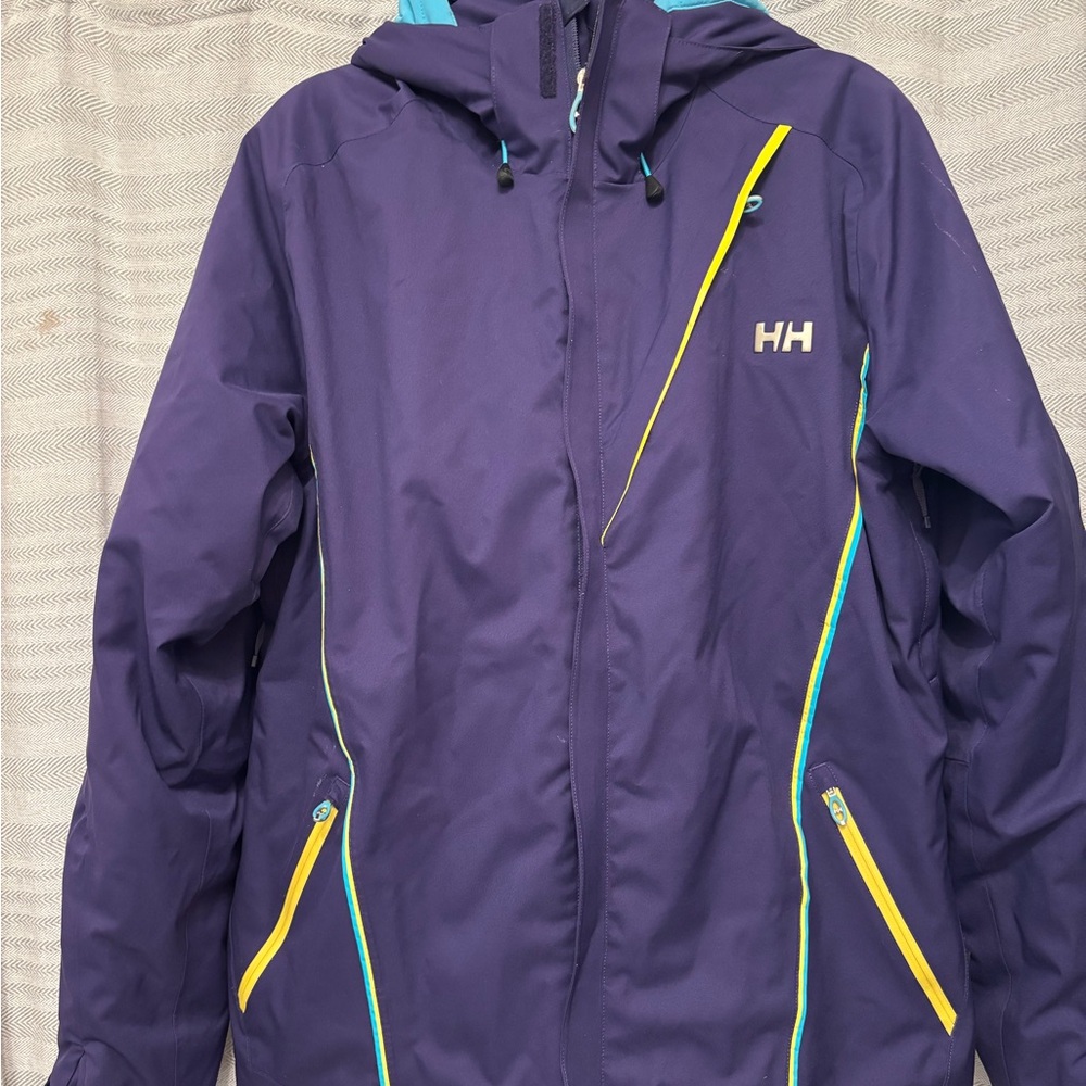 Helly Hansen Purple Ski Jacket with Yellow Accents